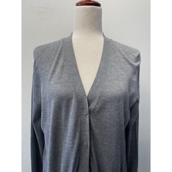 COS Cardigan Sweater Womens Size M Grey Silk Cotton Boyfriend Knit Minimalist - Picture 3 of 7